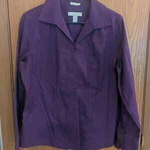 Chico's Button Down Collar "No Iron" Long Sleeve Purple Blouse-Women's 1 (S)